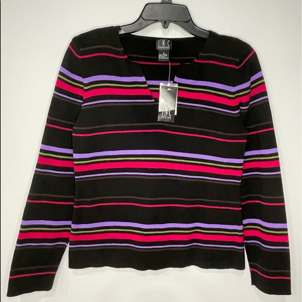 NWT INC International Concepts Women Striped Pullover Sweater Size MP
